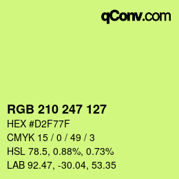 Color code: RGB 210 247 127 | qconv.com