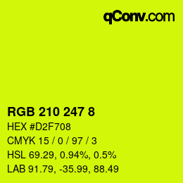 颜色代码: RGB 210 247 8 | qconv.com