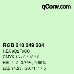 カラーコード: RGB 210 249 204 | qconv.com