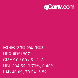 カラーコード: RGB 210 24 103 | qconv.com