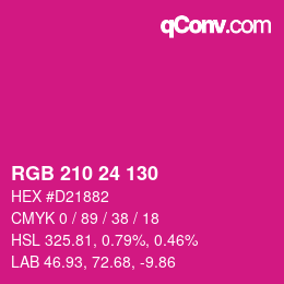 カラーコード: RGB 210 24 130 | qconv.com