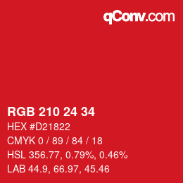 Color code: RGB 210 24 34 | qconv.com
