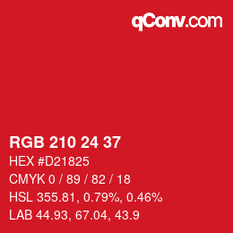 カラーコード: RGB 210 24 37 | qconv.com