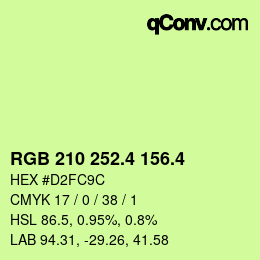 カラーコード: RGB 210 252.4 156.4 | qconv.com