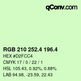 カラーコード: RGB 210 252.4 196.4 | qconv.com