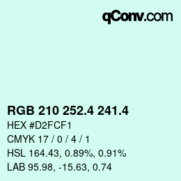 カラーコード: RGB 210 252.4 241.4 | qconv.com