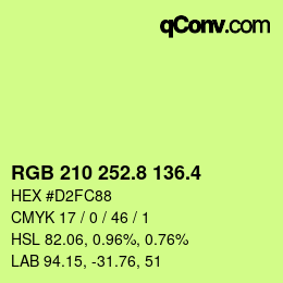 カラーコード: RGB 210 252.8 136.4 | qconv.com