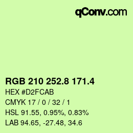 カラーコード: RGB 210 252.8 171.4 | qconv.com