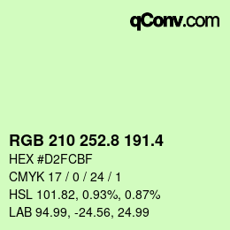 カラーコード: RGB 210 252.8 191.4 | qconv.com