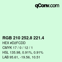 カラーコード: RGB 210 252.8 221.4 | qconv.com