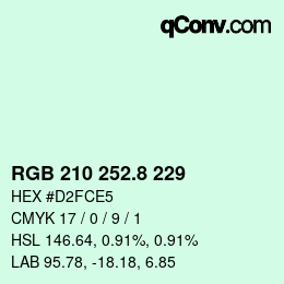 カラーコード: RGB 210 252.8 229 | qconv.com
