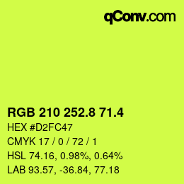 カラーコード: RGB 210 252.8 71.4 | qconv.com