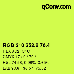 カラーコード: RGB 210 252.8 76.4 | qconv.com