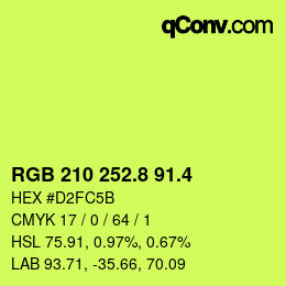 カラーコード: RGB 210 252.8 91.4 | qconv.com