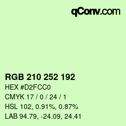 Código de color: RGB 210 252 192 | qconv.com