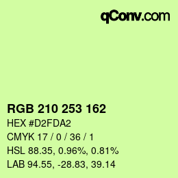 Color code: RGB 210 253 162 | qconv.com