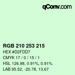 カラーコード: RGB 210 253 215 | qconv.com