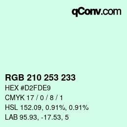Color code: RGB 210 253 233 | qconv.com