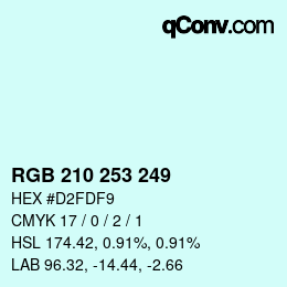 Color code: RGB 210 253 249 | qconv.com