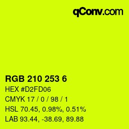 カラーコード: RGB 210 253 6 | qconv.com