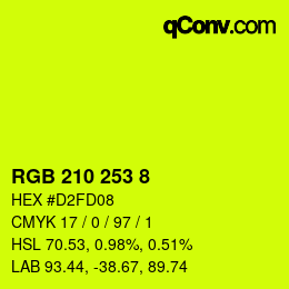 カラーコード: RGB 210 253 8 | qconv.com
