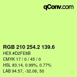 カラーコード: RGB 210 254.2 139.6 | qconv.com