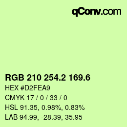 カラーコード: RGB 210 254.2 169.6 | qconv.com