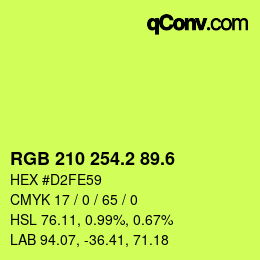 カラーコード: RGB 210 254.2 89.6 | qconv.com