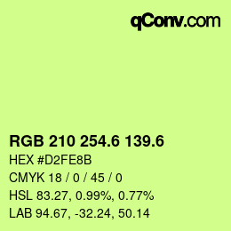 カラーコード: RGB 210 254.6 139.6 | qconv.com