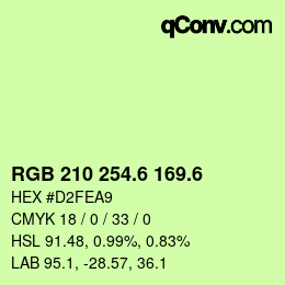 カラーコード: RGB 210 254.6 169.6 | qconv.com