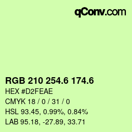 カラーコード: RGB 210 254.6 174.6 | qconv.com