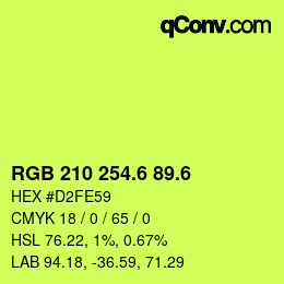 カラーコード: RGB 210 254.6 89.6 | qconv.com