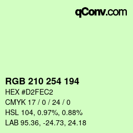 Color code: RGB 210 254 194 | qconv.com