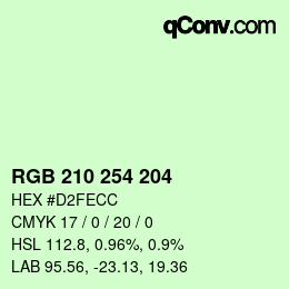 Color code: RGB 210 254 204 | qconv.com
