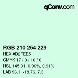 カラーコード: RGB 210 254 229 | qconv.com