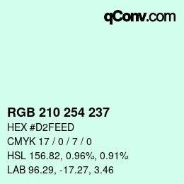 Color code: RGB 210 254 237 | qconv.com