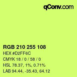 Color code: RGB 210 255 108 | qconv.com
