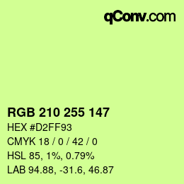 Color code: RGB 210 255 147 | qconv.com