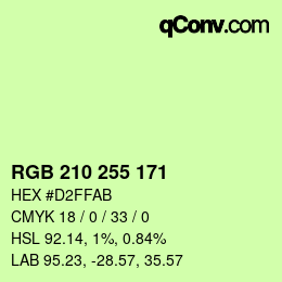 Color code: RGB 210 255 171 | qconv.com