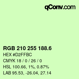 カラーコード: RGB 210 255 188.6 | qconv.com