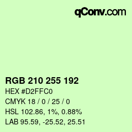 Color code: RGB 210 255 192 | qconv.com