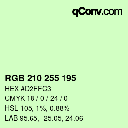 Color code: RGB 210 255 195 | qconv.com