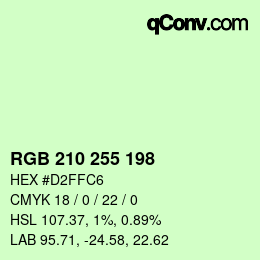 Color code: RGB 210 255 198 | qconv.com