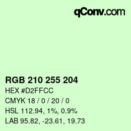 Color code: RGB 210 255 204 | qconv.com