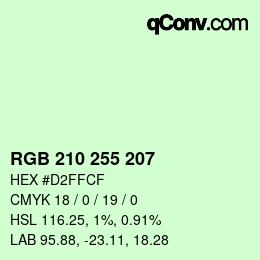 颜色代码: RGB 210 255 207 | qconv.com