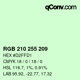 Color code: RGB 210 255 209 | qconv.com