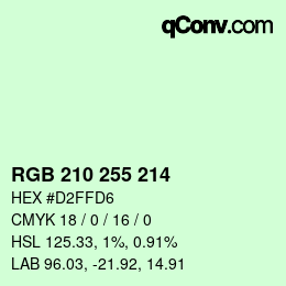 Color code: RGB 210 255 214 | qconv.com