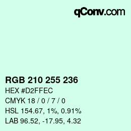 Color code: RGB 210 255 236 | qconv.com