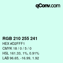 Color code: RGB 210 255 241 | qconv.com