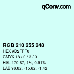 Color code: RGB 210 255 248 | qconv.com